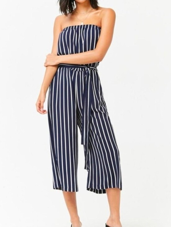 Rue21 Dresses & Skirts - RUE21 NWT Striped Wide Leg Strapless Jumpsuit Small